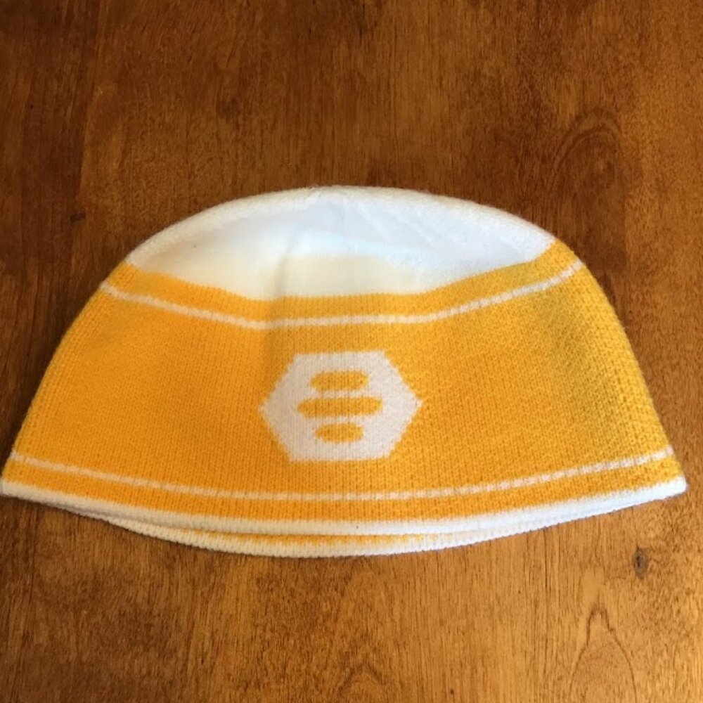 Yellow‎ Bumble Beanie Skull Cap Hat with Logo - Picture 2 of 2